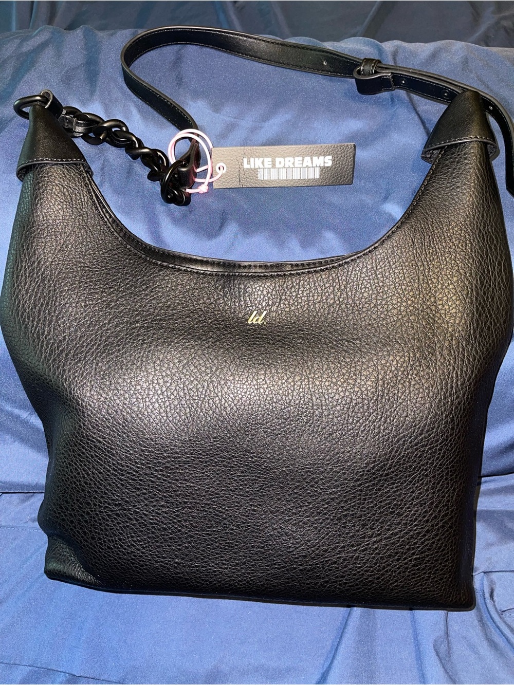 Like Dreams Black Pebbled Leather Shoulder Bag
